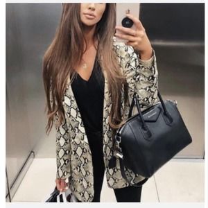 L’AGENCE Women Light Pink Snake Print Pattern Blazer Size 2